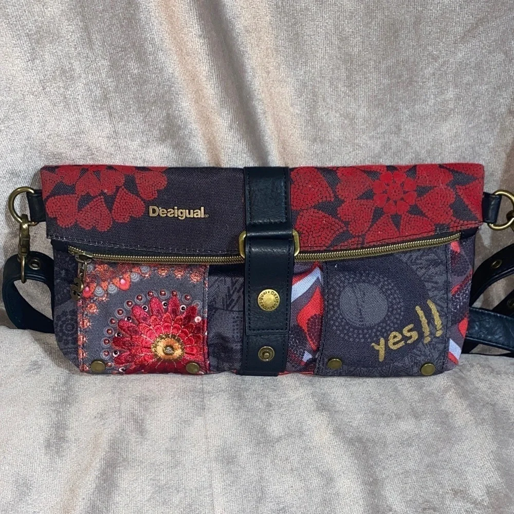 Desigual Multicolor Crossbody Bag with Red and Black Accents